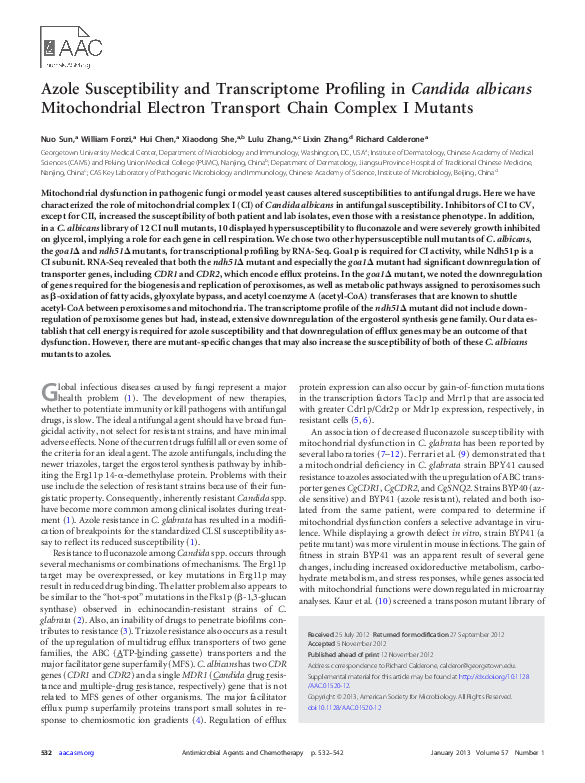 (PDF) Azole Susceptibility and Transcriptome Profiling in Candida ...