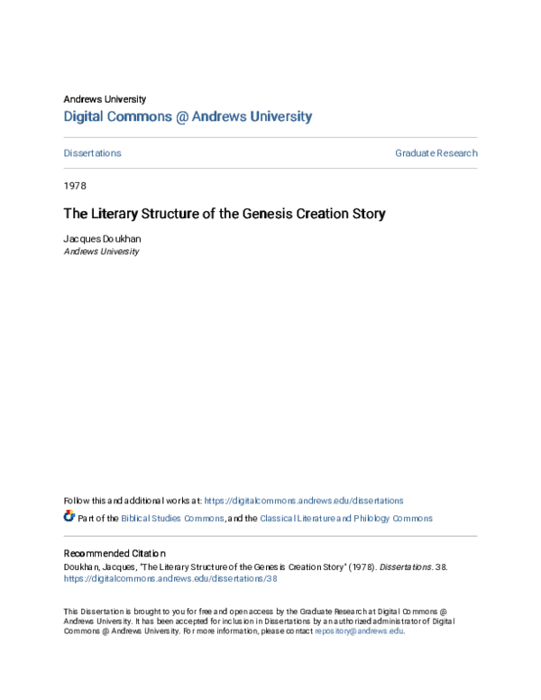 (PDF) The Literary Structure of the Genesis Creation Story