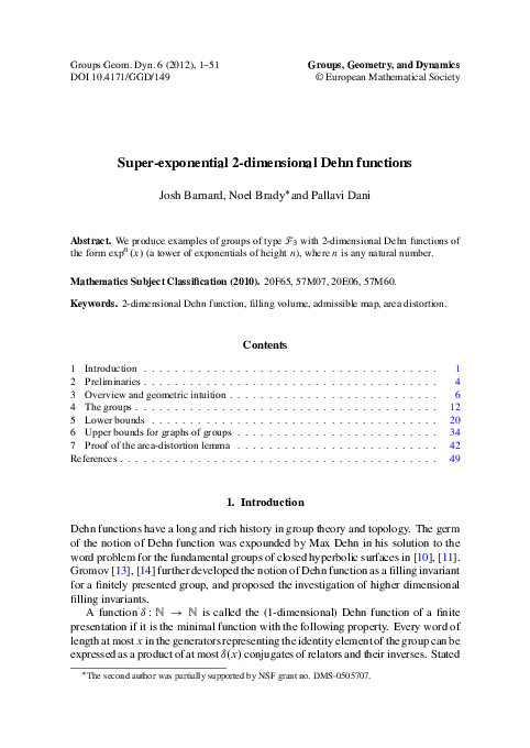 (PDF) Super-exponential 2-dimensional Dehn functions