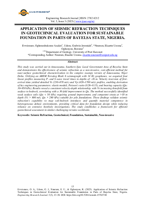 (PDF) APPLICATION OF SEISMIC REFRACTION TECHNIQUES IN GEOTECHNICAL ...