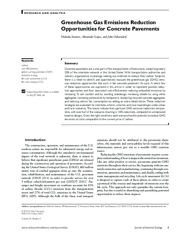 (PDF) Greenhouse Gas Emissions Reduction Opportunities for Concrete ...