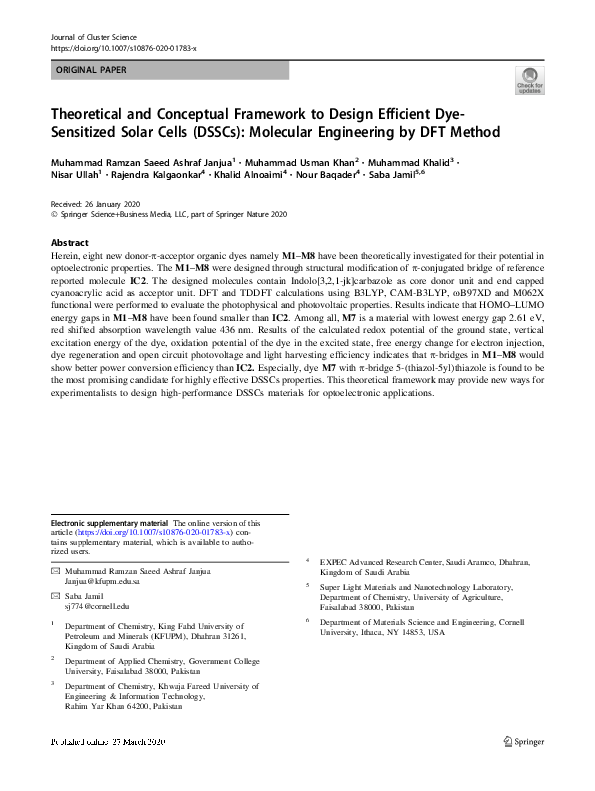 (PDF) Theoretical and Conceptual Framework to Design Efficient Dye ...