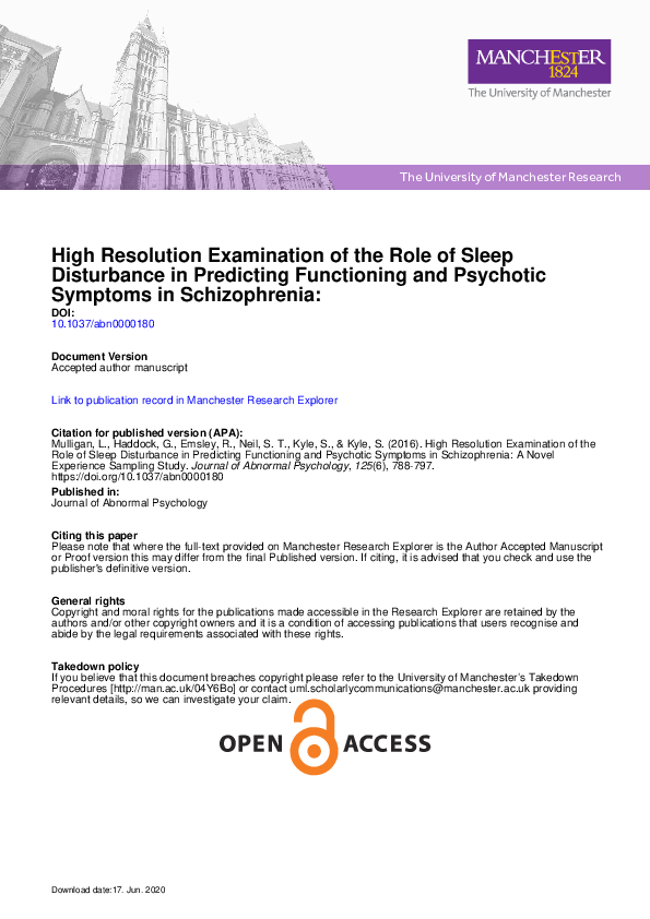 (PDF) High Resolution Examination of the Role of Sleep Disturbance in ...