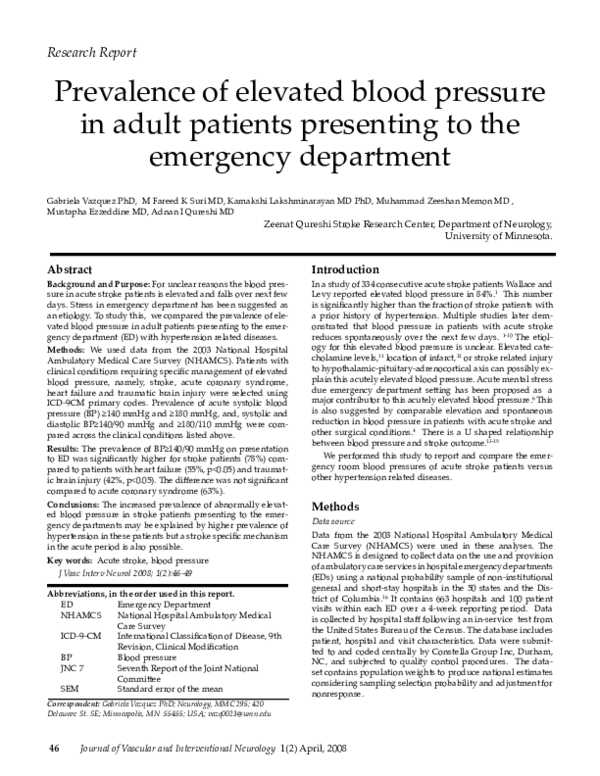 (PDF) Prevalence of elevated blood pressure in adult patients ...