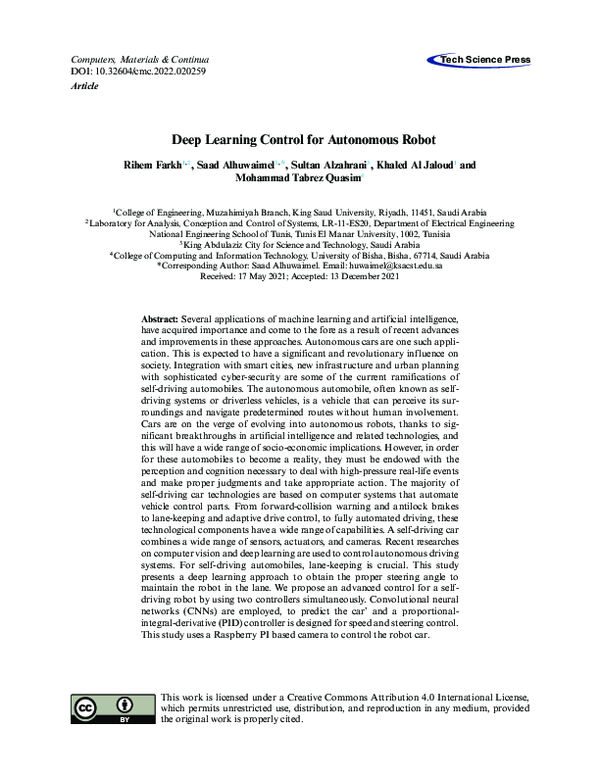 (PDF) Deep Learning Control for Autonomous Robot