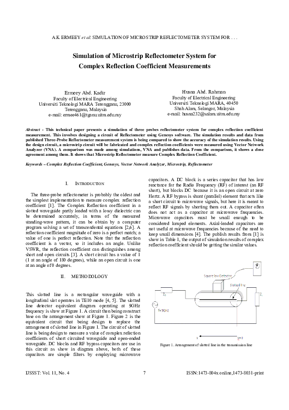 (PDF) Simulation of microstrip reflectometer system for complex ...