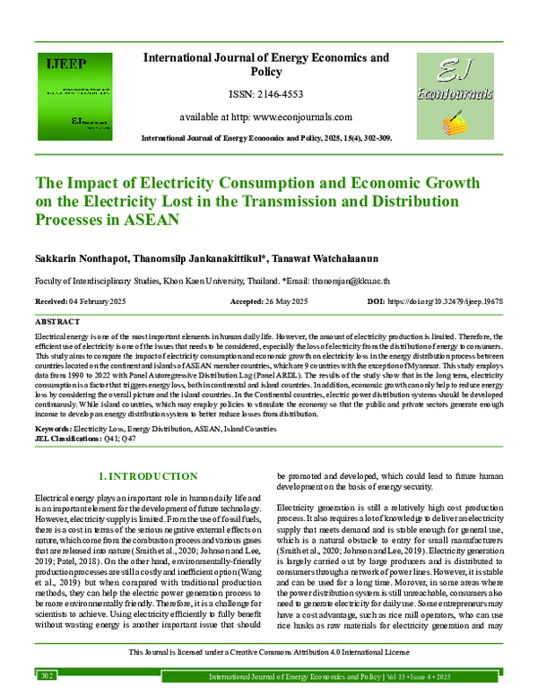 (PDF) The Impact of Electricity Consumption and Economic Growth on the ...