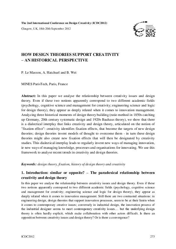 (PDF) How Design Theories Support Creativity - an Historical Perspective