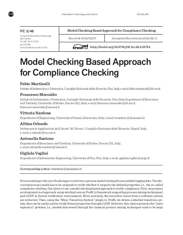 (PDF) Model Checking Based Approach for Compliance Checking