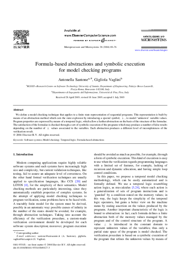(PDF) Formula-based abstractions and symbolic execution for model ...