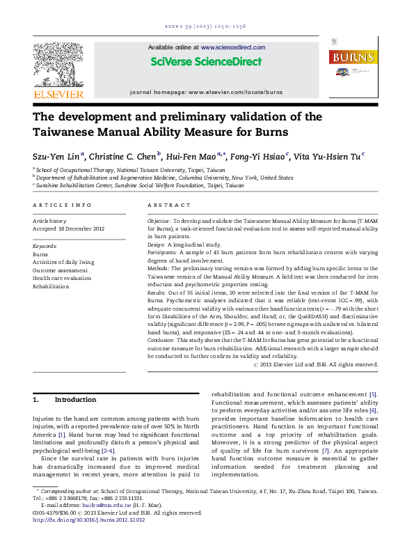 (PDF) The development and preliminary validation of the Taiwanese ...