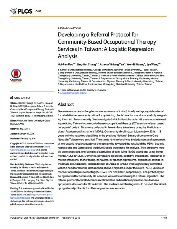(PDF) Developing a Referral Protocol for Community-Based Occupational ...