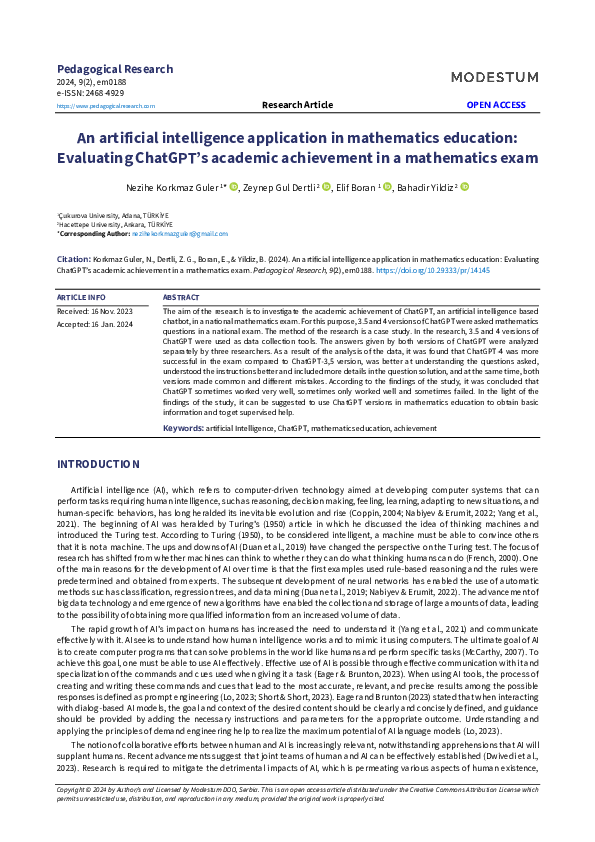 (PDF) An artificial intelligence application in mathematics education ...