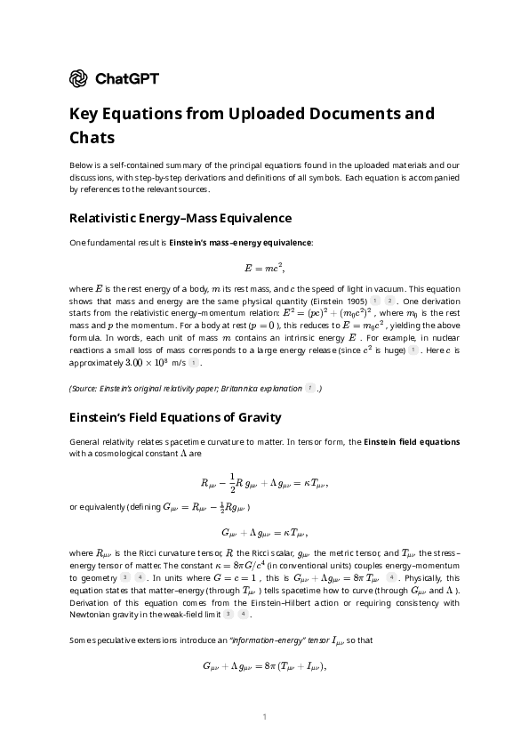 (PDF) Top New Hypothetical and Key Equations for Modern Physics and Beyond