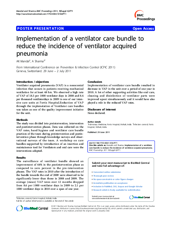 (PDF) Implementation of a ventilator care bundle to reduce the ...