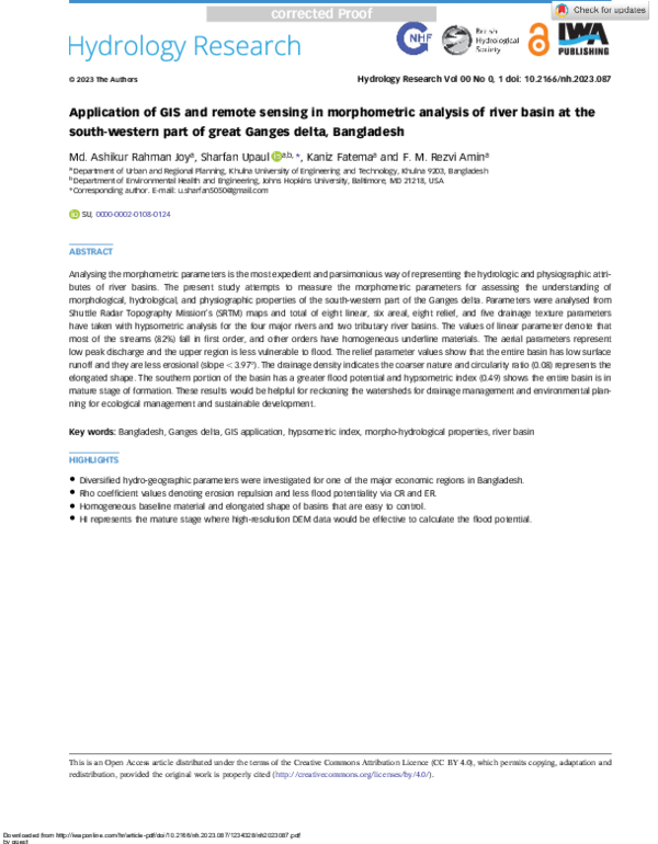 (PDF) Application of GIS and remote sensing in morphometric analysis of ...