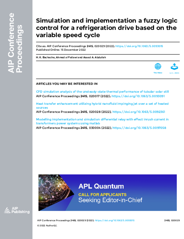 (PDF) Simulation and implementation a fuzzy logic control for a ...