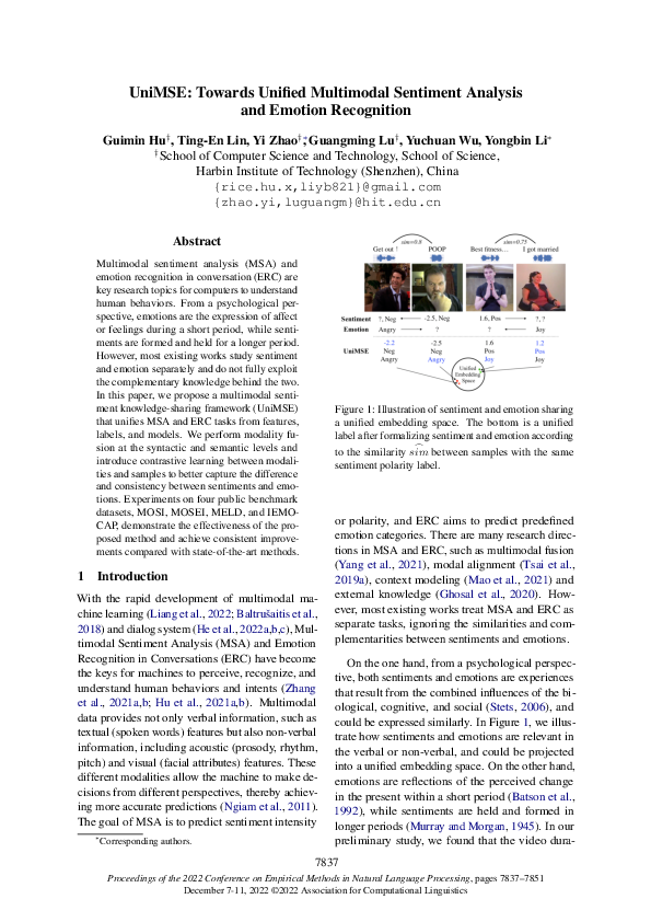 (PDF) UniMSE: Towards Unified Multimodal Sentiment Analysis and Emotion ...
