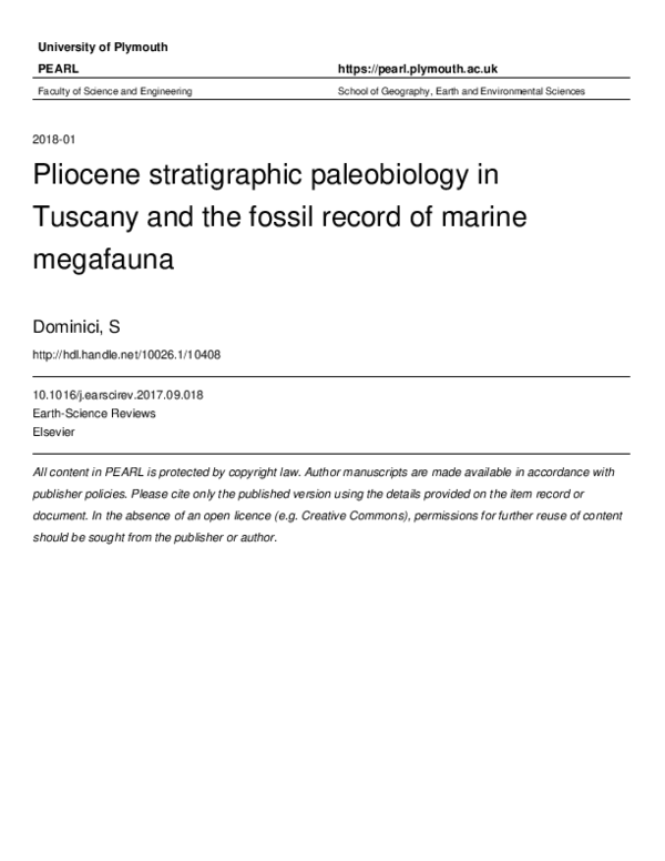 (PDF) Pliocene stratigraphic paleobiology in Tuscany and the fossil ...