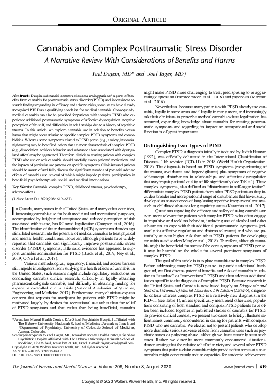 (PDF) Cannabis and Complex Posttraumatic Stress Disorder