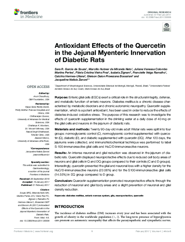 (PDF) Antioxidant Effects of the Quercetin in the Jejunal Myenteric ...