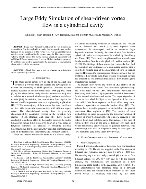 (PDF) Large eddy simulation of shear-driven vortex flow in a ...
