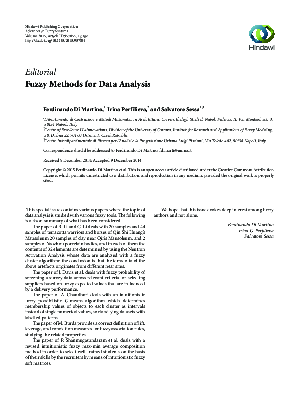 (PDF) Fuzzy Methods for Data Analysis