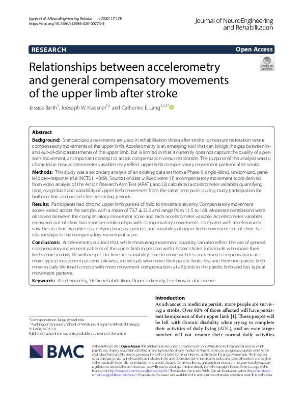 (PDF) Relationships between accelerometry and general compensatory ...