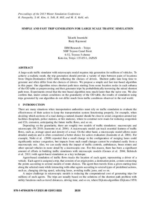 (PDF) Simple and fast trip generation for large scale traffic simulation