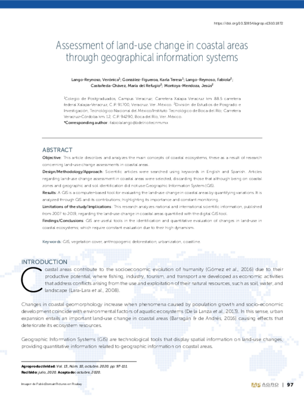 (PDF) Assessment of land-use change in coastal areas through ...