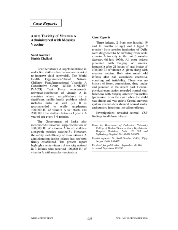 (PDF) Acute-toxicity of vitamin A administered with measles vaccine