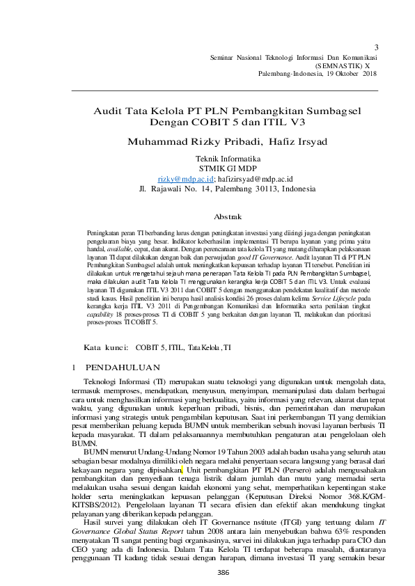 (PDF) Audit Tata Kelola PT PLN Pembangkitan Sumbagsel Dengan COBIT 5 ...