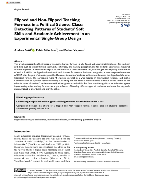 (PDF) Flipped and Non-Flipped Teaching Formats in a Political Science ...