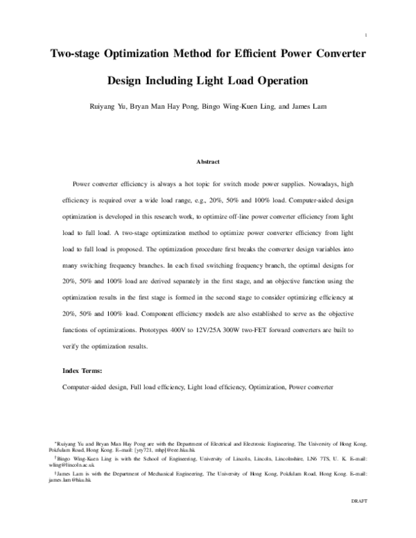 (PDF) Two-Stage Optimization Method for Efficient Power Converter ...
