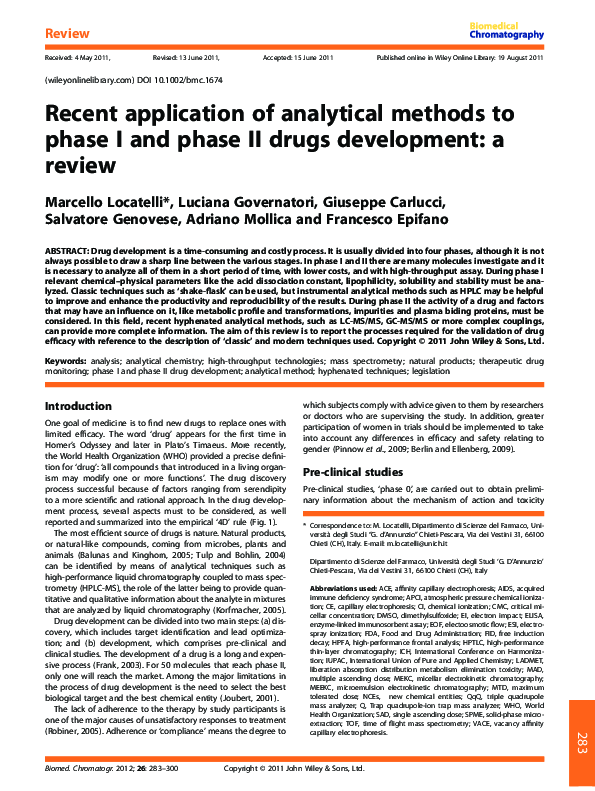 (PDF) Recent application of analytical methods to phase I and phase II ...