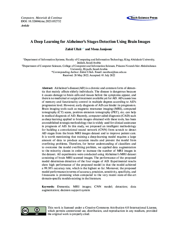 (PDF) A Deep Learning for Alzheimer’s Stages Detection Using Brain Images
