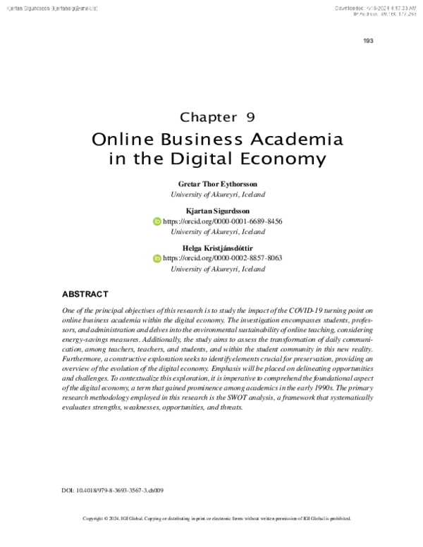 (PDF) Online Business Academia in the Digital Economy