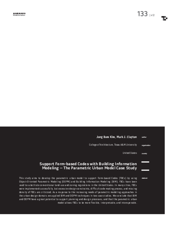 (PDF) Support Form-based Codes with Building Information Modeling – The ...