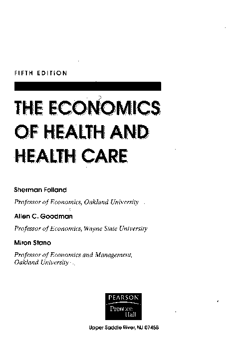 (PDF) The Economics of Health and Health Care