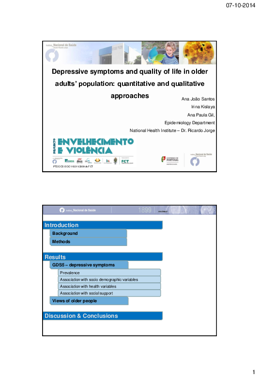 (PDF) Depressive symptoms and quality of life in older adults ...
