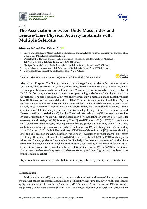 (PDF) The Association between Body Mass Index and Leisure-Time Physical ...