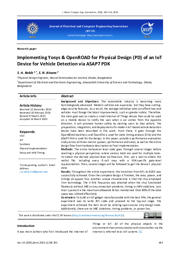 (PDF) Implementing Yosys & OpenROAD for Physical Design (PD) of an IoT ...