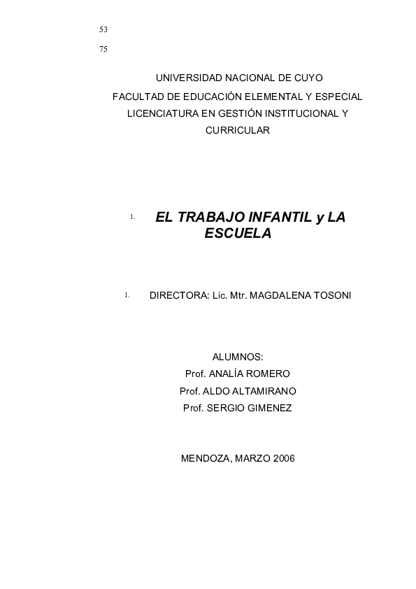 (PDF) El trabajo infantil y la escuela