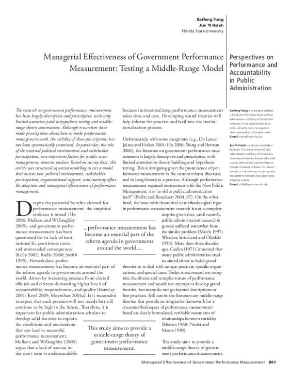 (PDF) Managerial Effectiveness of Government Performance Measurement ...