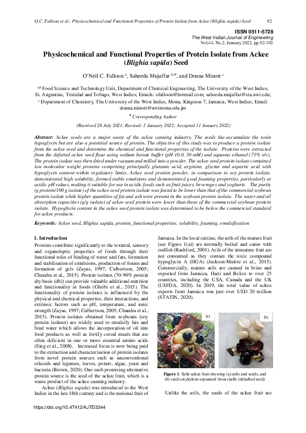 (PDF) Physicochemical and Functional Properties of Protein Isolate from ...
