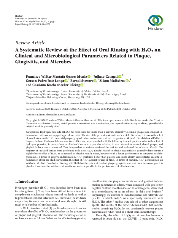 (PDF) A Systematic Review of the Effect of Oral Rinsing with H2O2 on ...