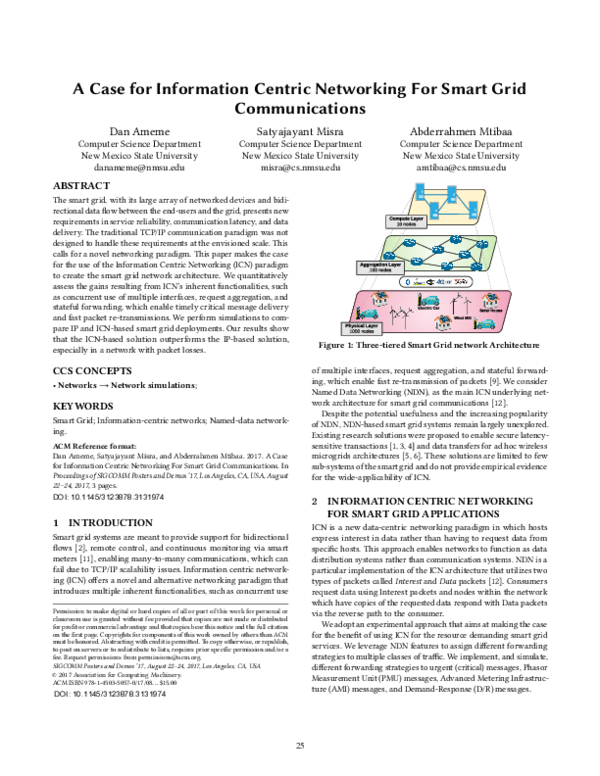 (PDF) A Case for Information Centric Networking For Smart Grid ...