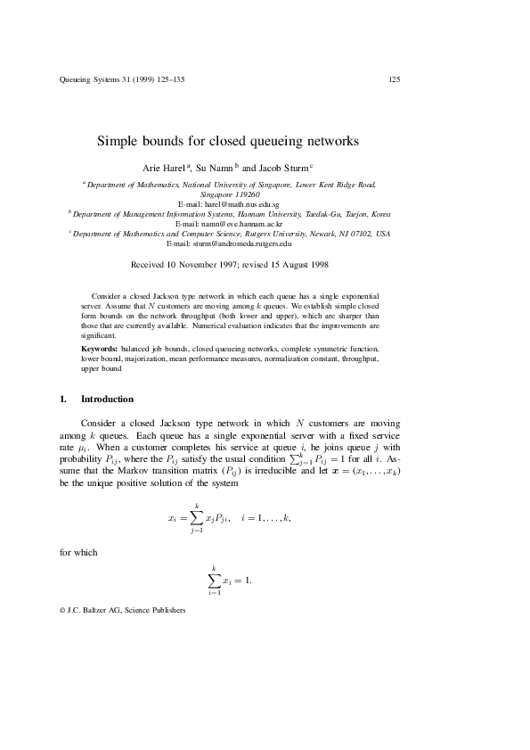 (PDF) Simple bounds for closed queueing networks