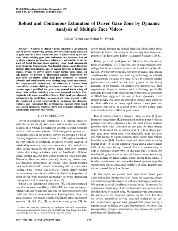 (PDF) Robust and continuous estimation of driver gaze zone by dynamic ...