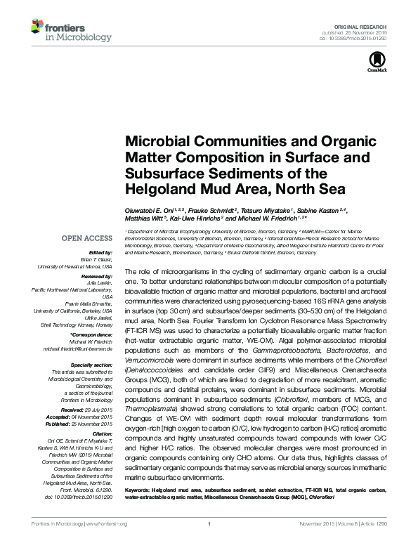 (PDF) Microbial Communities and Organic Matter Composition in Surface ...